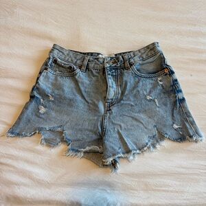 Zara Light Blue Distressed Jean Shorts